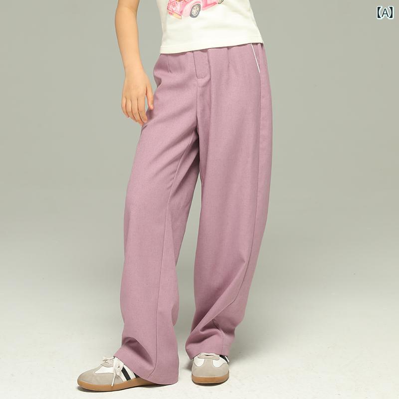 パンツ 子供服 おしゃれ キッズ 少女用 夏用 薄手 スーツ 子供用 パープル フロア マッピング 中型 大型 子供用 カジュアル ワイド レッグ