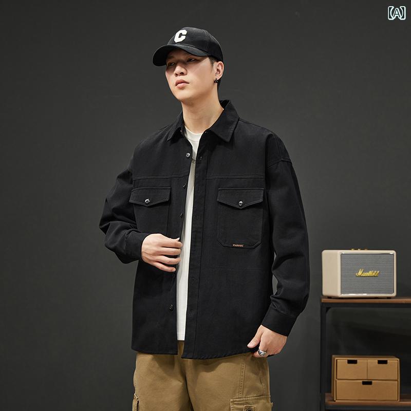メンズ カジュアル ジャケット 春秋冬 上着 快適 トップス シャツ メンズ 長袖 ゆったり レジャー アウトドア 通気性