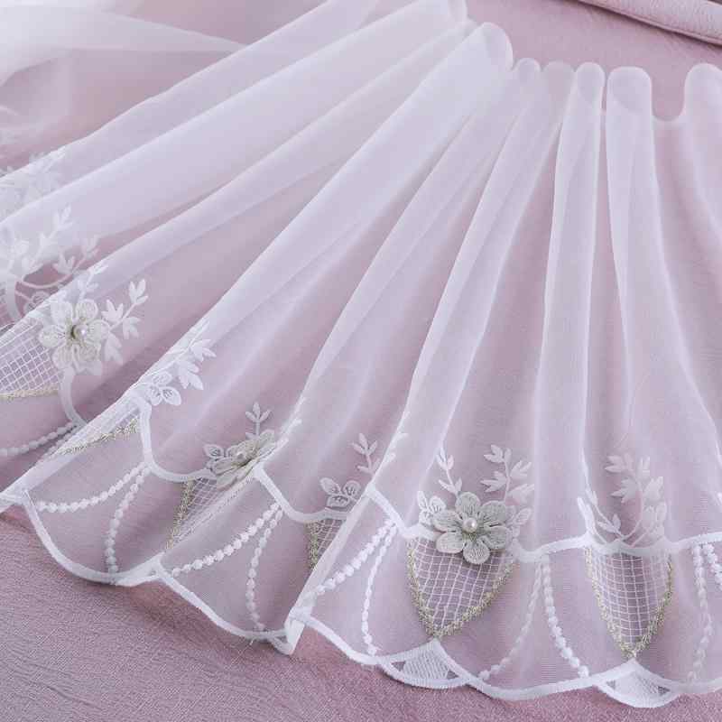 カーテン 縦 エッジ 枕 ソファ 装飾 ウェビング 刺繍 素材 水溶性 花 継ぎ合わせ 白 レース M36 波 シ..