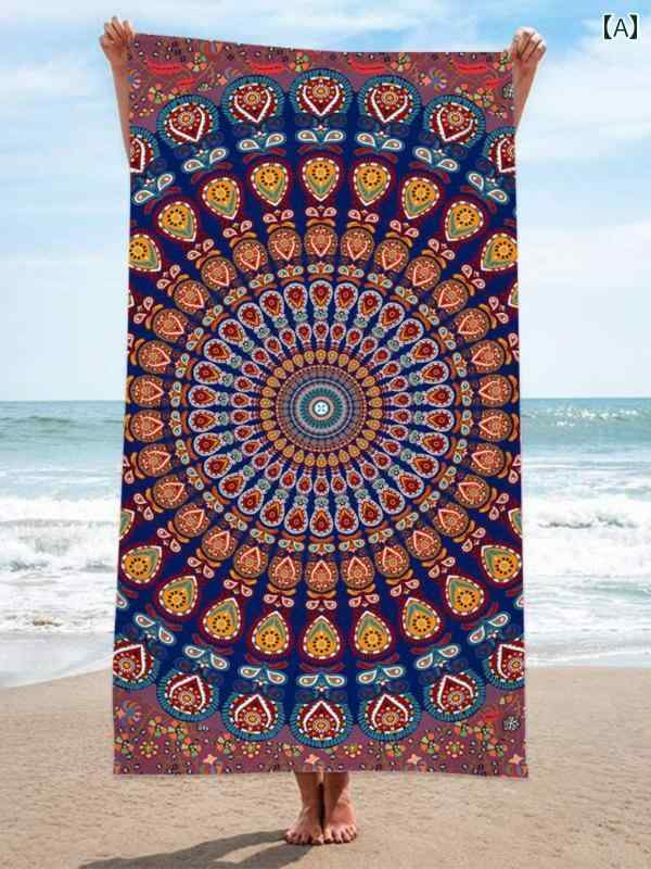 バスタオル タオル 大判 拭きもの ビーチ 水泳 レジャー アウトドア スポーツ 日光浴 旅行 エキゾチック ボヘミアン ユニーク