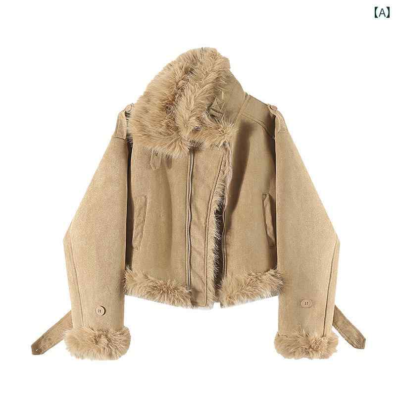 レディース ファッション 風 高級感 毛皮 オール イン ワン ショート コート 女性 冬 緩くて オートバ..