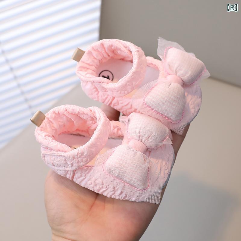 ベビー ステップ イン シューズ 靴 春秋 レディース キュート ベージュ ピンク リボン シンプル かわいい