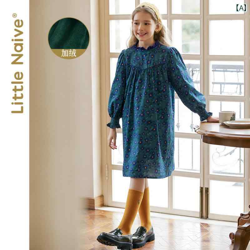 ドレス スカート キッズ ワンピース おしゃれ かわいい 女の子 子供服 秋冬 イヤリング スタンドカラー..