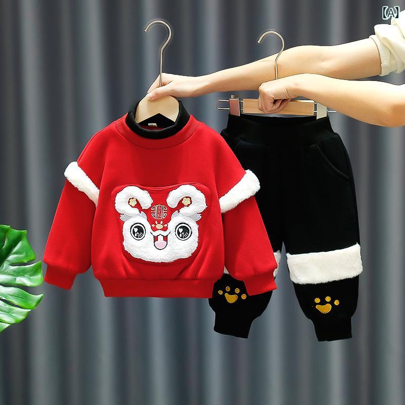 漢服 子供服 かわいい 民族衣装 COS チャイニーズ スタイル 中華 男の子 唐 スーツ 秋冬 ベルベットスーツ 女児 赤ちゃん 挨拶 スーツ 子供 男の子 お祝い スーツ