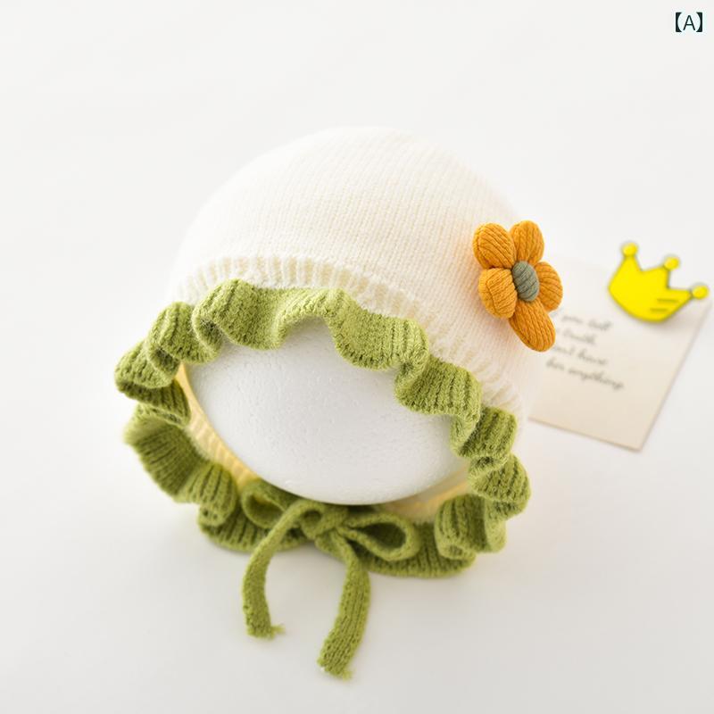 ベビー 帽子 秋冬 ネクタイ 耳 キャップ 赤ちゃん かわいい プリンセス 冬 暖かい 柔らかい ニット ウ..