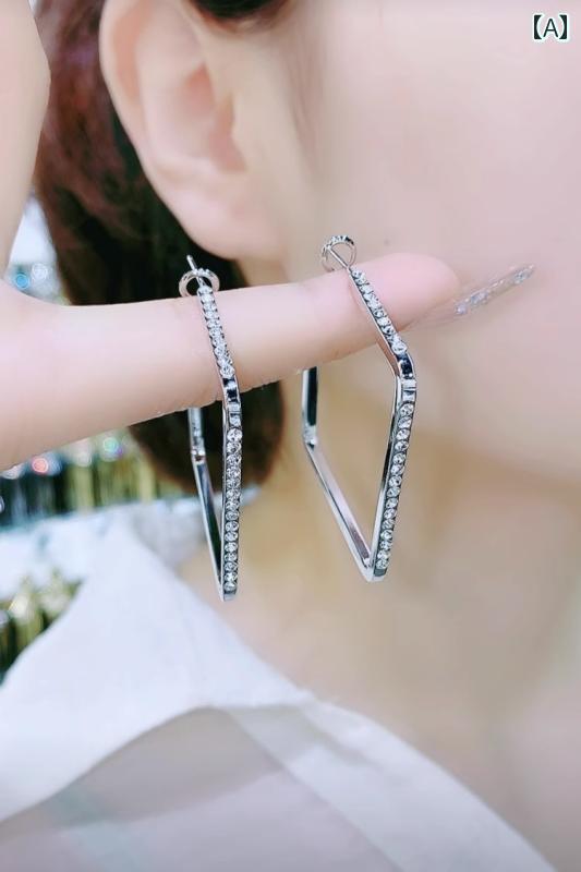 レディース アクセサリー ピアス 大人 かわいい ハイエンド 幾何学的 スクエア ライト ラージ イヤリング スターリングシルバー ニードル セット 菱形