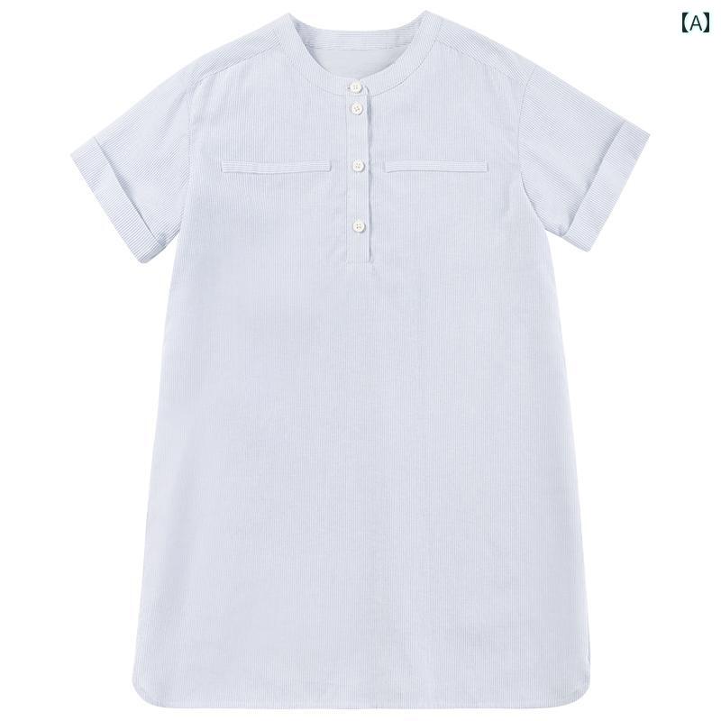 ドレス ワンピース キッズ かわいい ナチュラル 子供服 夏 綿 さわやか ピンストライプ 親子 カジュアル ストレート 半袖 女性