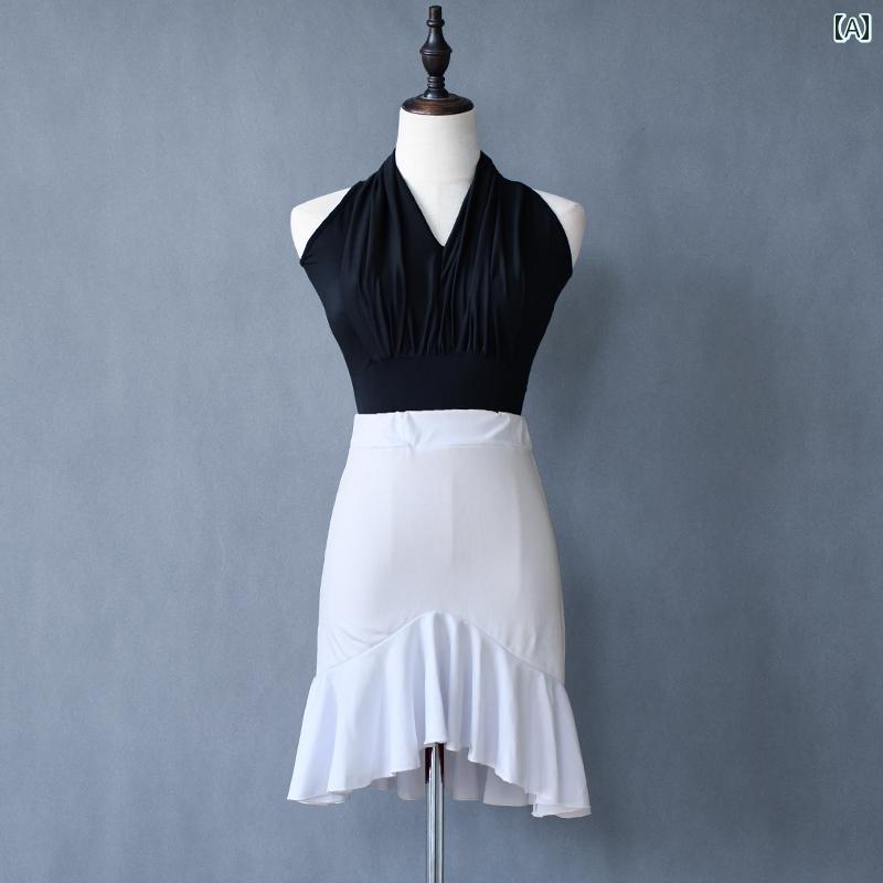 レディース 社交ダンス トップス ヒョウ柄 ラテン ダンス スカート 大人 スーツ モダン 美しい バック 胸パッド 衣装 秋