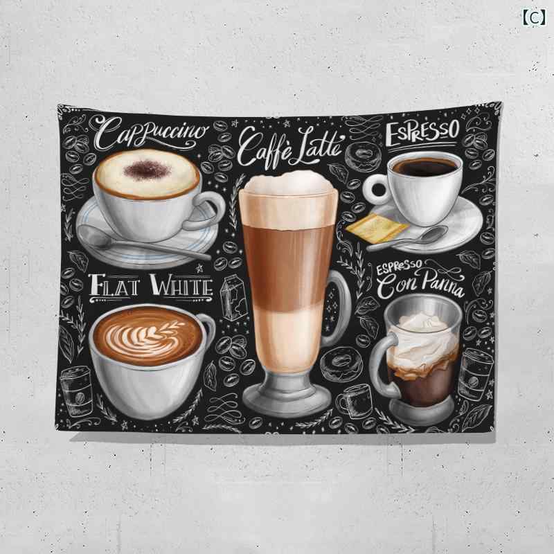 タペストリー 壁掛け ウォールデコ インテリア アクセサリー カフェ風 コーヒーショップ レストラン 背景 写真撮影 室内装飾品 おしゃれ ユニーク