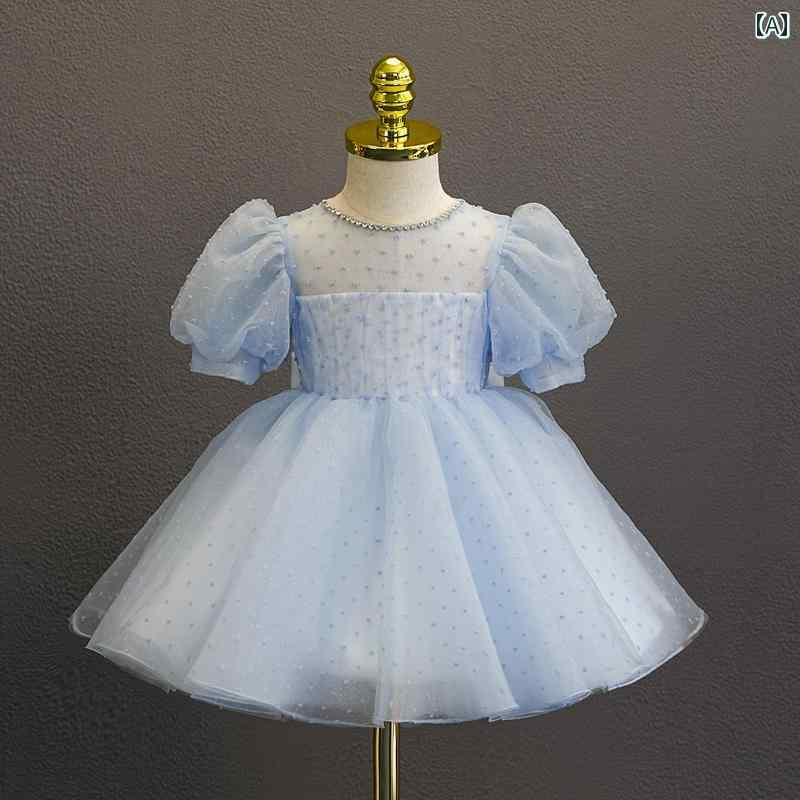 ドレス 発表会 子供 プリンセス ふわふわ ガーゼ ファッション フラワーガール ホスト ガール ピアノ 演奏 誕生日 イブニングドレス 春