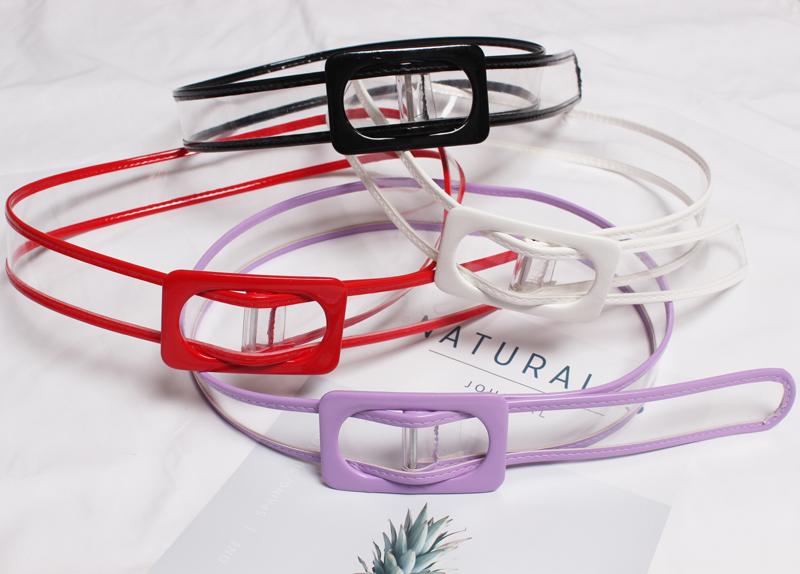 ベルト レディース カジュアル レディース コントラスト カラー 透明 レザー アクセサリー ホワイト フ..