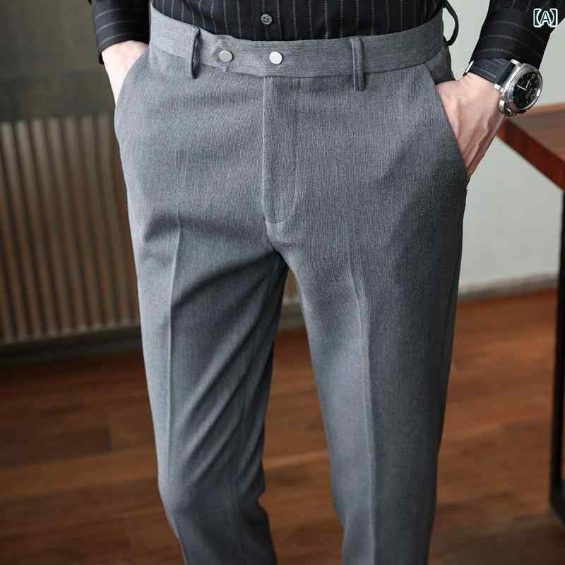 パンツ スラックス メンズ 春秋 カジュアル スリムフィット ピンストライプ ビジネス フォーマルスーツ