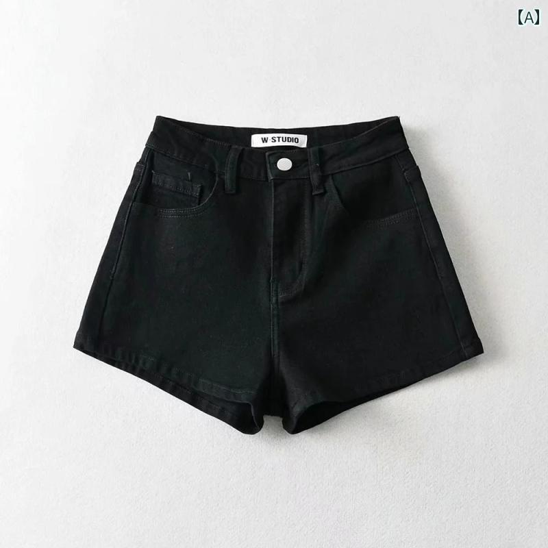 Short Pants - パンツ ホット レディース アメリカ スタイリッシュ ガール イン ハイウエスト a ライン 弾性 カール ソリッドカラー デニムショートパンツ 女性 スリムフィット