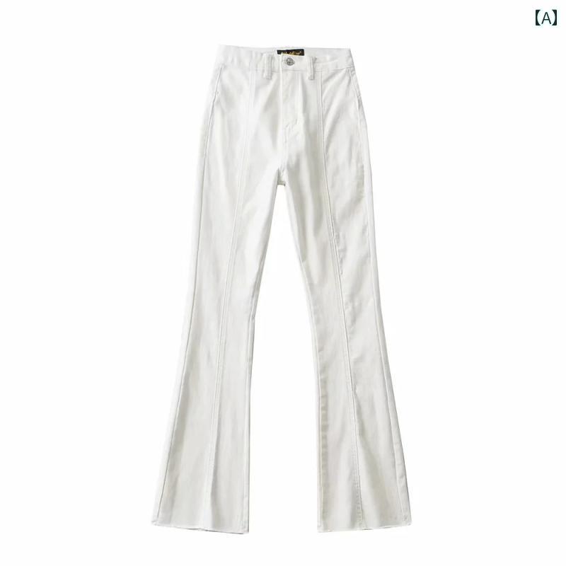 パンツ デニム レディース イン ストリート ハイウエスト マイクロフレア ジーンズ ストレッチ ヒップ アップ フロア レングス