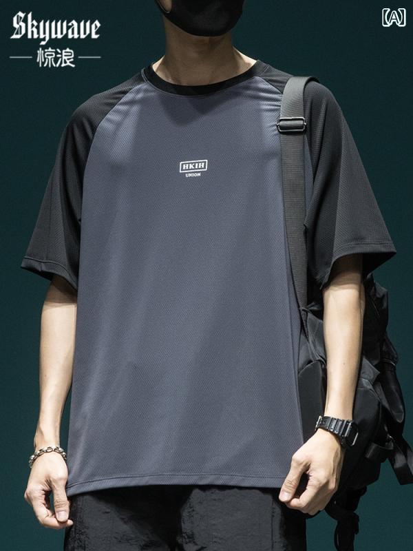 シャツ トップス Tシャツ メンズ ハニカム バイオニック ラグランスリーブ 冷感 半袖 夏 ゆったり 大きいサイズ 薄手 通気性 速乾 スポーツ