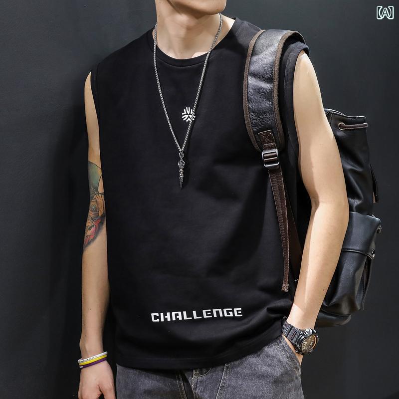 ノースリーブ メンズ ストリート バスケ スポーツ ベスト ゆったり 綿 Tシャツ チョッキ アウターウェア バスケットボール 大きいサイズ Tシャツ 夏