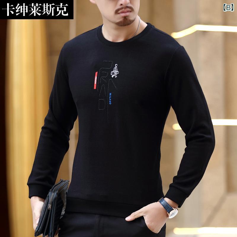 シャツ メンズ 秋冬服 ベルベット 長袖 Tシャツ ラウンドネック カジュアル 無地 手形 プルオーバー 厚手 暖かい ベース