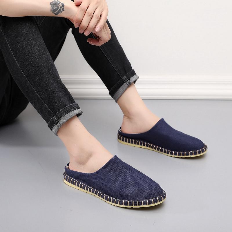 メンズ 秋 春 夏 カジュアル シューズ エスニック 麻靴 無地 布靴 唐 スーツ 靴 キャンバス スリッパ アウター