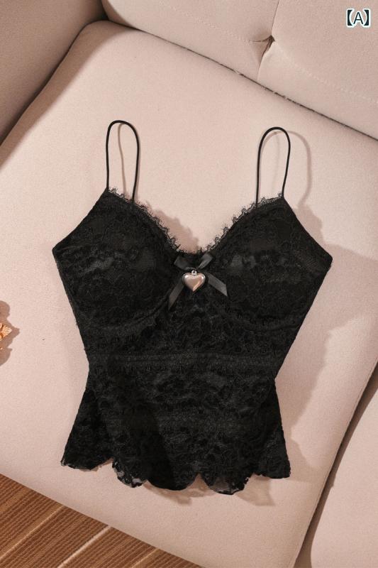 レディース レース ビスチェ モテ服 キャミソール セクシー レイヤード おしゃれ スタイリッシュ 韓国 イベント フェス 日常着 お祝い ダンス コスチューム デート アップ(4)