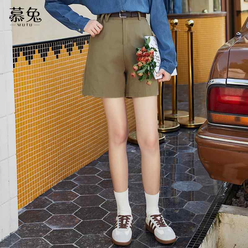 パンツ レディース ボトムス 韓国 ハイウエスト ワイド レッグ ショーツ 女性 秋 小さい ストレート スリム カジュアル