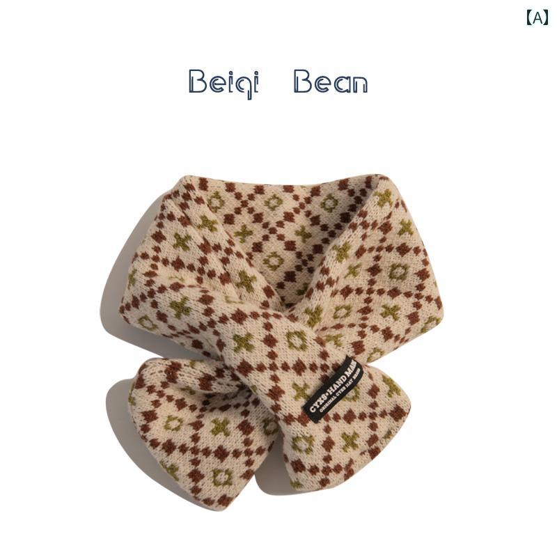 キッズ マフラー 防寒 韓国 スタイル クロス ショート 子供 ニット スカーフ 冬 暖かい 男の子 女の子 ..