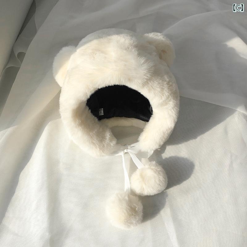レディース メンズ 帽子 スイート かわいい キュート クマ 耳保護 韓国 秋冬 もこ...