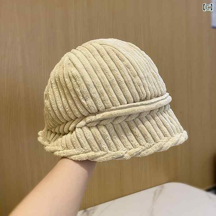 セキュアデポの帽子 レディース 秋冬 ファッション フィッシャーマンハット バケットハット 韓国 小顔 コーデュロイ 暖かい｜アングル3