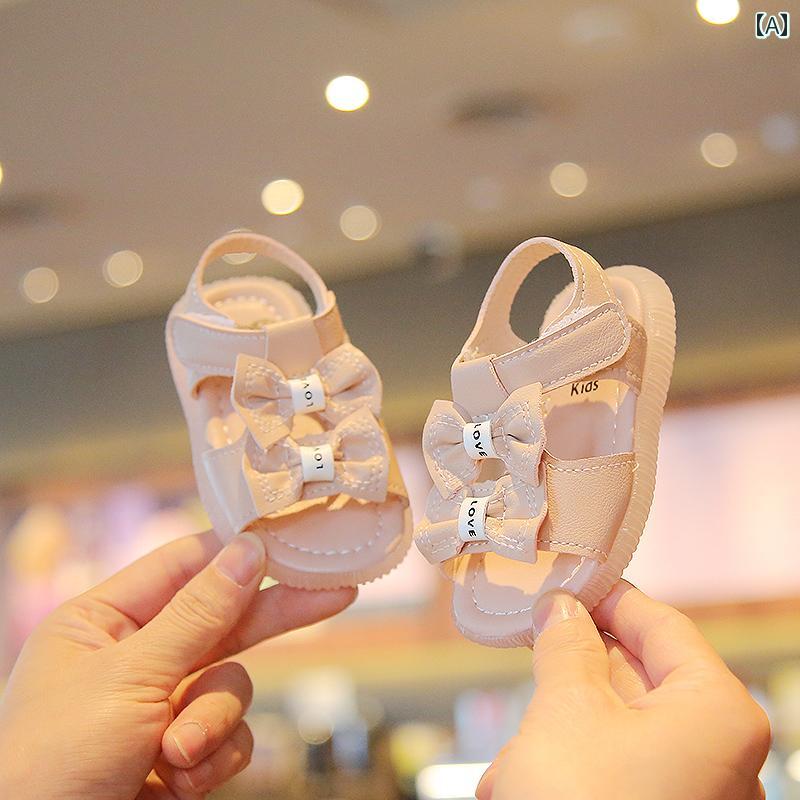 サンダル ベビー キッズ シューズ 夏 リボン プリンセス 滑り防止 夏 ソフト ソール 赤ちゃん 通気性 ビーチ 幼児 靴
