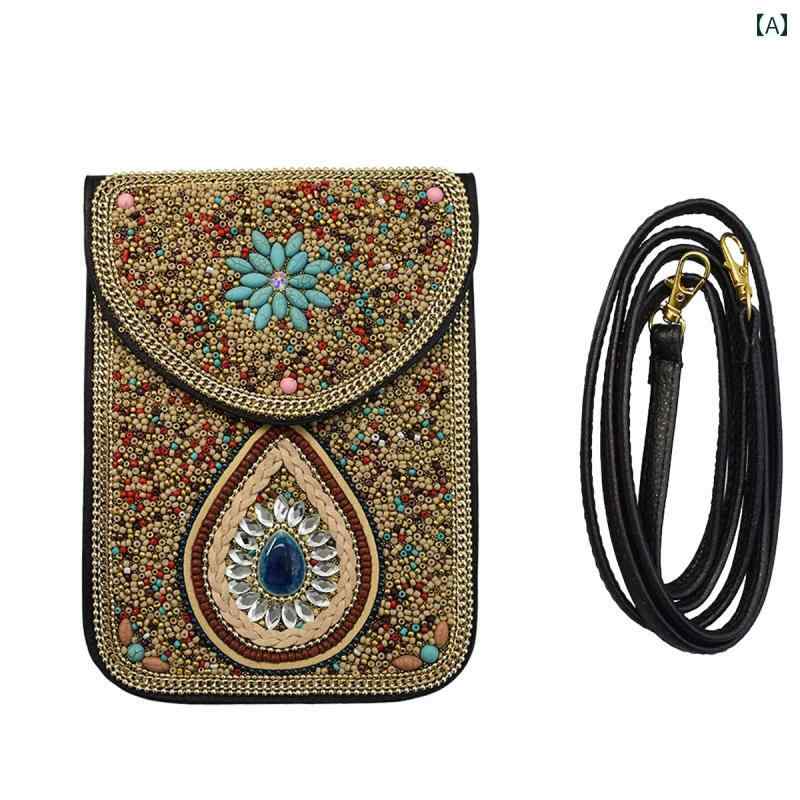レザーバッグ疆 エスニック クロス ボディバッグ 雲南 麗江 旅行 財布 ファッション 携帯 電話 バッグ