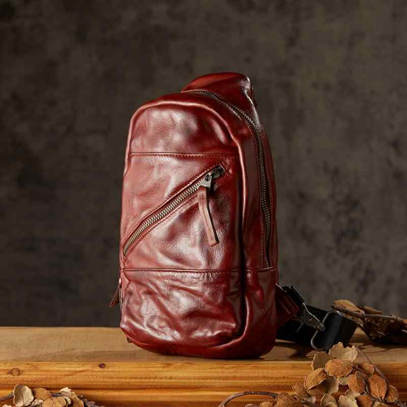 バッグ チェスト バイク アウトドア 植物 タンニン なめし 牛革 メンズ アウトドア カジュアル ショル..