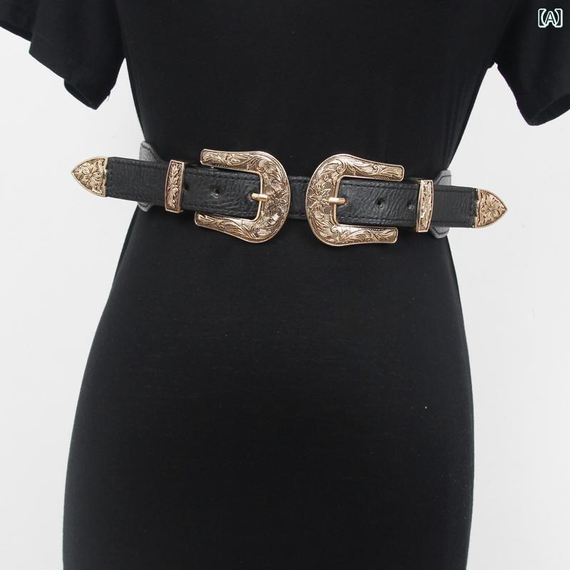 ベルト アメリカ レトロ ガードル ゴールド シルバー ピン バックル レディース ファッション アクセサ..