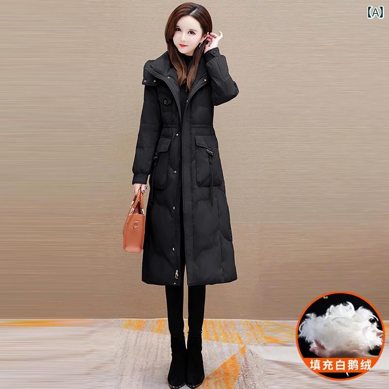 冬服 レディース フード 羽毛 暖かい 防寒対策 豪華感 シンプル 大人っぽい おしゃれ かわいい ガーリー 普段使い ダウンジャケット