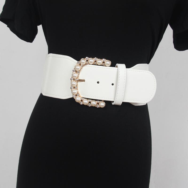 ドレス レディース 夏 カジュアル ベルト 幅広 おしゃれ C バック ルパール ベルト ワイド 装飾 ガードル 弾性 ベルト 赤 白(4)