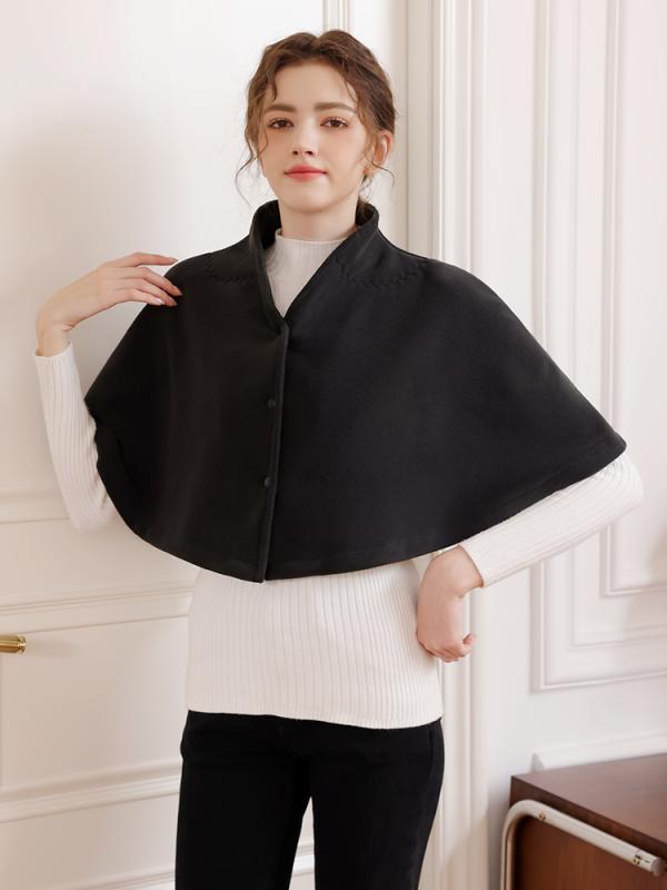 ショール マント 暖かい ハイネック ブラック ベージュ グレー 秋冬 アウター メンズ レディース兼 ユニセックス 羽織り