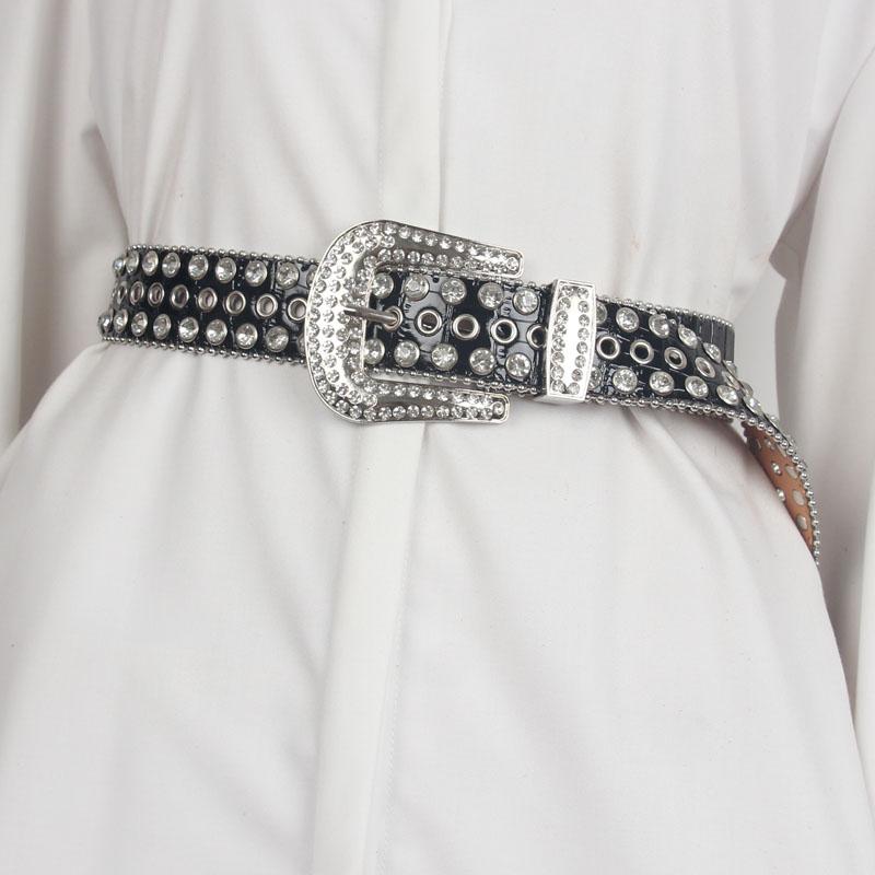 レディース ベルト おしゃれ ヒップ ホップ パンク フル ラインストーン スタッズベルト ジーンズ 合わ..