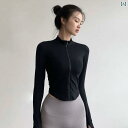 レディース フィットネス ウェア ヨガ トップス 春秋冬 速乾 ジッパー ジャケット ハイウエスト ショート スリム プロ スポーツ筋トレ ストレッチス ランニ...