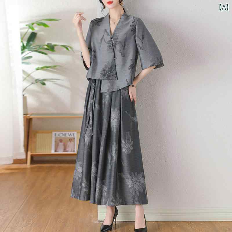 レディース ママ 夏 カジュアル スーツ スタイリッシュ スリーブ トップス カジュアル ワイドレッグ パンツ