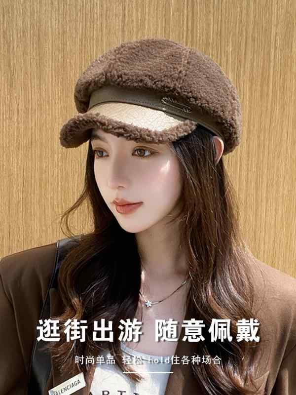 秋 冬 ウール 帽子 防寒 あったかい 羊 八角形 女性用 厚く 暖かい キャップ 英国 レトロ キャスケット 画家