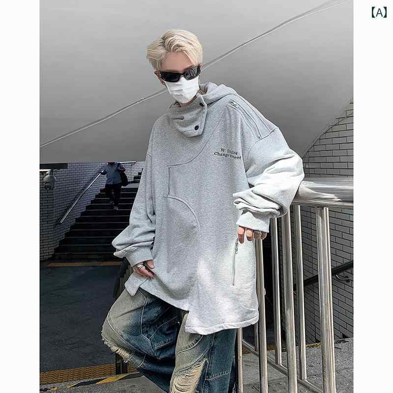 アメリカ ストリート スポーツ メンズ パーカー スウェット トレーナー 秋冬 カジュアル 韓国 メタルジッパー