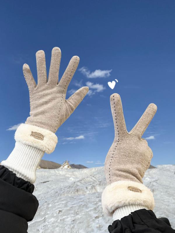 冬 女性用 手袋 ベルベット 厚く 暖かい かわいい 屋外 サイクリング タッチ スクリーン 防寒 スキー