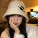 レディース 秋冬 カジュアル 帽子 ハット 子犬 ウサギ フィッシャーマン ハット 韓国 バケット ハット 白 大きめ 頭囲 暖かい バケット ハット
