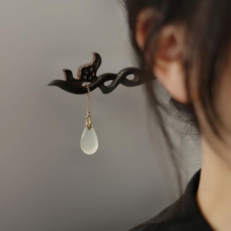 ヘアヘアアクセサリー かんざし ヘアピン 木 頭 水滴 梅花 髪飾り 髪留め 大人式 母の日 ギフト レトロ おしゃれ モダン チャイナ風 レトロ レディース ...