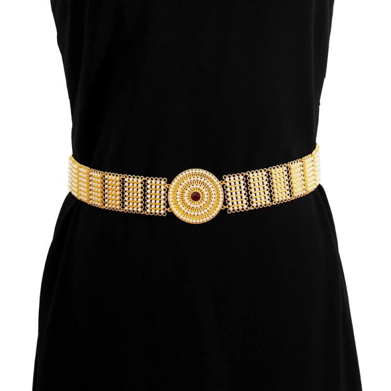 ウエスト チェーン ベルト 夏 韓国 エレガント シンプル 快適 レトロ 漢服 ドレス ウエスト 締める パール 合金 ウエスト チェーン アクセサリー