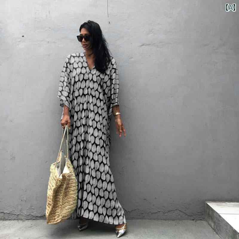 レディース 夏 リゾート ワンピース 葉 ドレス 文学 青 染料 ロング スカート 女性 和風 海南 快適 海..