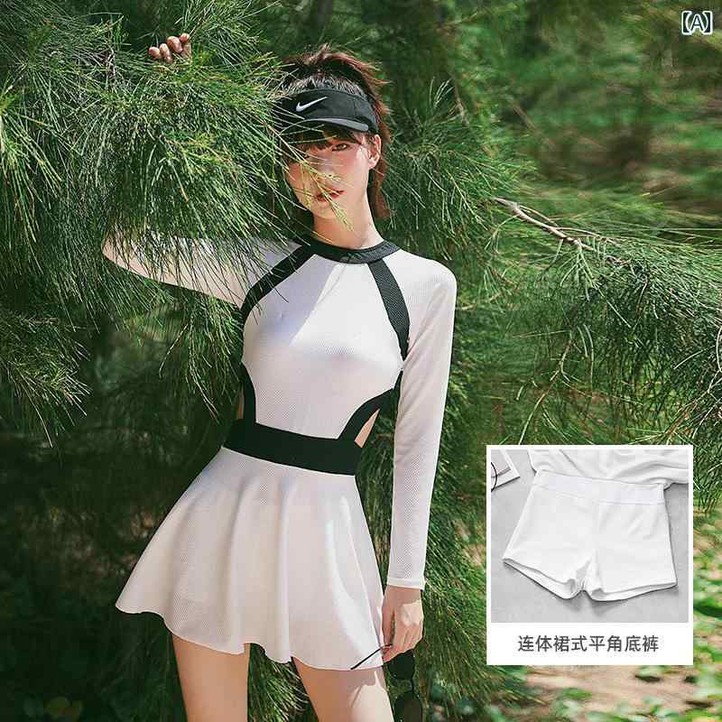 Rakuten - レディース スポーツ 水着 ラッシュガード サーフィン ボディーボード フィットネス ウェア スイムスーツ 年 ワンピース 女性用 温泉 スタイル 日焼け防止 長袖 お腹 カバー 着痩せ