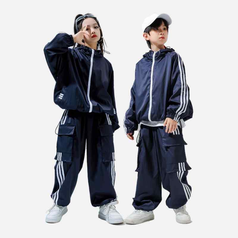 ダンス キッズ 衣装 ヒップホップ ジャズダンス セットアップ ジャージ スウェット 春秋 女の子 ボーイズ ストリート 練習着 パフォーマンス ワイドフィット