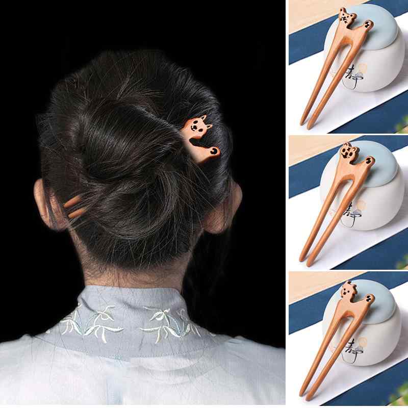 ヘアアクセサリー かんざし ヘアピン 木 頭 動物柄 干支 髪飾り 髪留め 大人式 母の日 ギフト レトロ ..