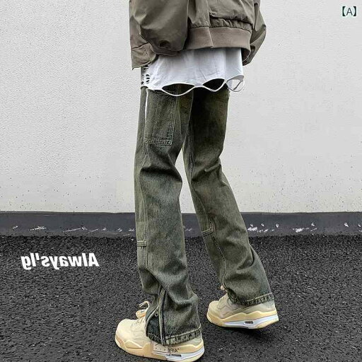 メンズ パンツ デニム アメリカン レトロ ストリート イエロー 泥 染め ジーンズ 男性用 秋 ヒップ ホップ スリム ストレート メンズ パンツ デニム アメリカン レトロ ストリート イエロー 泥 染め ジーンズ 男性用 秋 ヒップ ホップ スリム ストレート
