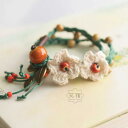 ブレスレット おしゃれ レトロ レディース アクセサリー グリーン フィールド フェアリー セラミック ブレスレット 手織り フラワー ガール ハート 小さめ ...