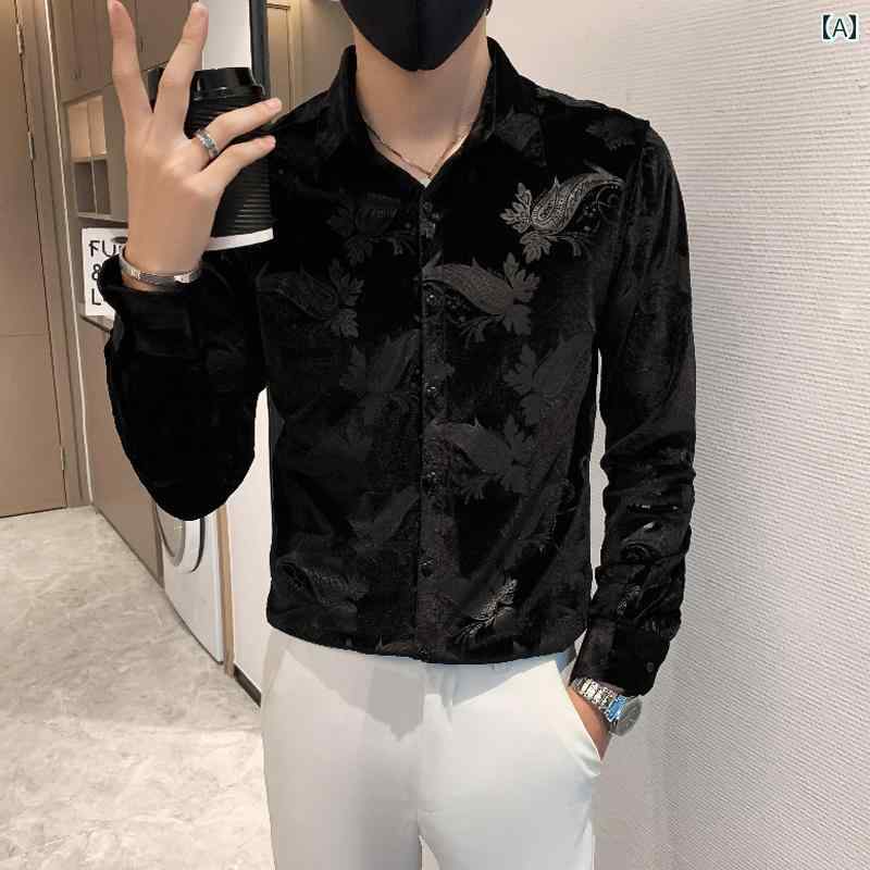 メンズ 社交ダンス シャツ トップス Yシャツ 長袖 アーバン スリム クール ノーブル オフィス 休日 紳士服